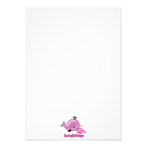 Little Whale Baby and Mommy kiss Baby Shower pink Personalized Announcements