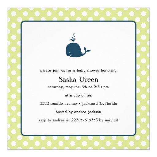 Little Whale Baby Shower Invitation