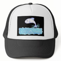 Little Whale Fish on black by Wendy C. Allen hats by pidgiefund Little Whale Fish on black by Wendy C. Allen hats