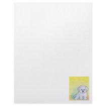 Little white dog art drawing cute Maltese puppy Custom Letterhead