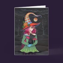 'Little Wings' Halloween Witch Cat Card cards