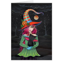 'Little Wings' Halloween Witch Cat Card