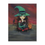 Little Witch and Black Cat Halloween Postcard