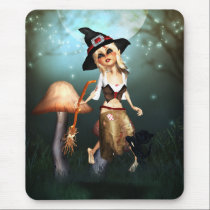 little witch fantasy art mousepad - moonlight mousepads