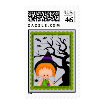 Little Witch Girl-Holiday, Postage, Stamps, Child stamps