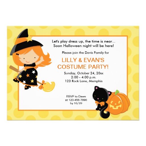 Little Witch Halloween Party 5x7 Invitation