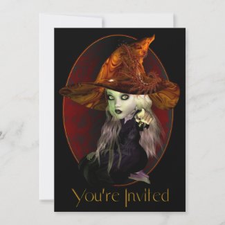 Little Witch Halloween Party Invitation invitation