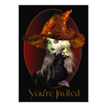 Little Witch Halloween Party Invitation