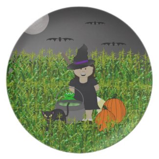 Little Witch Halloween Plate