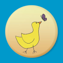 Little Yellow bird with butterfly magnets