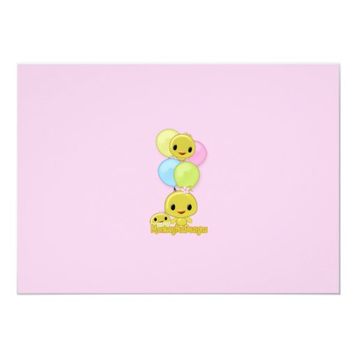 Little Yellow Chick Birthday Invitation pink