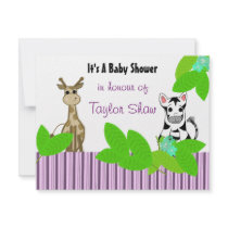 Little Zebra and Giraffe Baby Shower Invitation