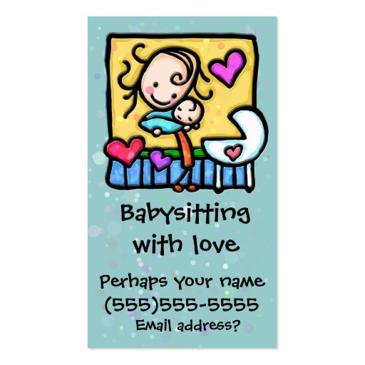 LIttleGirlie Babysitter Child Care Custom card Business Card Templates