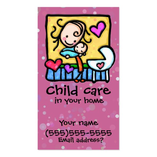 LIttleGirlie Babysitter Child Care Custom card PNK Business Card Templates (front side)
