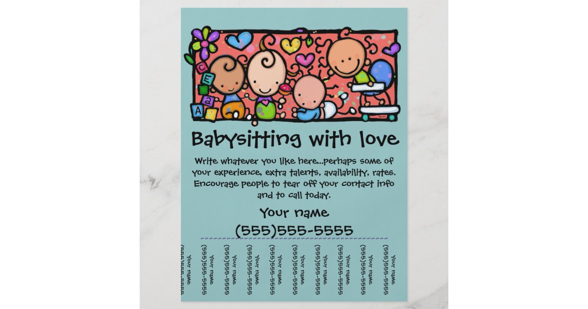 LittleGirlie Child care custom tear-sheet flyer | Zazzle