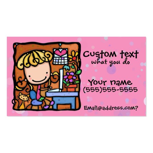 LittleGirlie designer writer bookkeeper cutie PNK Business Card Template (front side)