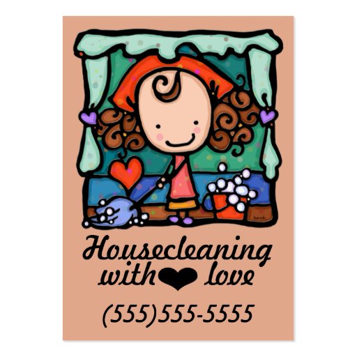 LittleGirlie housecleaning promotional card_peach Business Card Template (front side)