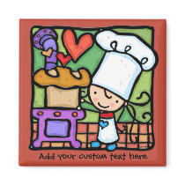 LittleGirlie loves to bake bread DK RUST Magnet