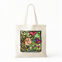 LittleGirlie meets a butterfly.Custom tote Canvas Bags