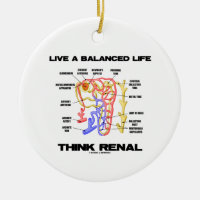 Live A Balanced Life Think Renal (Nephron) Double-Sided Ceramic Round Christmas Ornament
