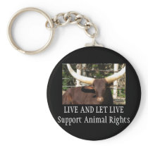 LIVE AND LET LIVE SUPPORT ANIMAL RIGHTS KEYCHAIN