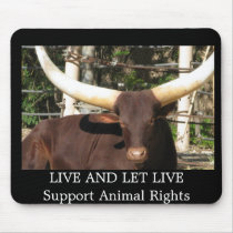 LIVE AND LET LIVE SUPPORT ANIMAL RIGHTS MOUSE MATS