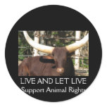 LIVE AND LET LIVE SUPPORT ANIMAL RIGHTS STICKER