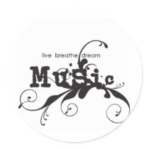 Live, Breathe, Dream Music Round Sticker
