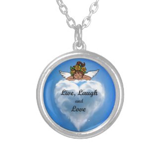 Live Ethnic Angel Round Pendant Necklace