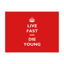 Live Fast And Die Young Postcards
