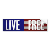 LIVE FREE - Bumper Sticker - Red, White and Blue
