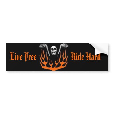 Free Bumper Stickers on Live Free  Ride Hard Biker Skull Bumpersticker Bumper Sticker