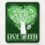 Live Green Abstract Tree Mouse Pad