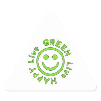 Live Green Live Happy Pro Environment Eco Friendly Triangle Sticker