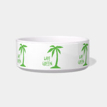 Live Green Palm Tree Cat Food Bowls
