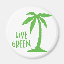Live Green - Palm Tree Refrigerator Magnet