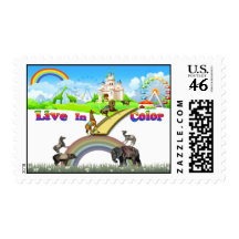 Live In Color Vintage Circus Animals Team Work Postage