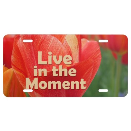 Live in the Moment w/vibrant Tulip License Plate