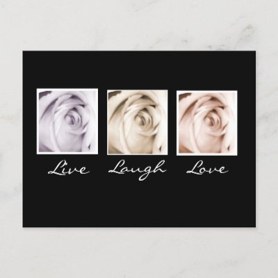 Live, Laugh,Love 3 roses postcard
