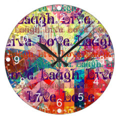 Live Laugh Love Abstract Textured Plaid Pattern Wall Clock