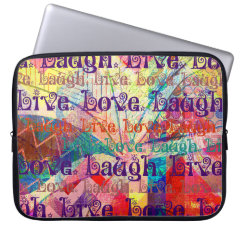 Live Laugh Love Abstract Textured Plaid Pattern Laptop Sleeve