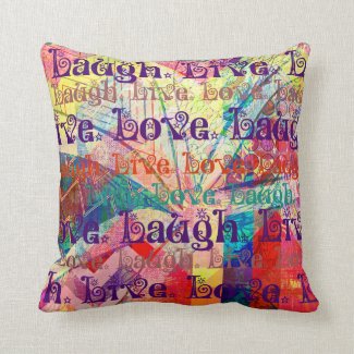 Live Laugh Love Abstract Textured Plaid Pattern Throw Pillow