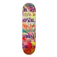 Live Laugh Love Abstract Textured Plaid Pattern Custom Skateboard