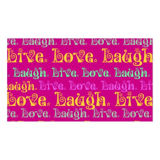 Live Laugh Love Encouraging Words Hot Pink Fuchsia Business Card Template (back side)