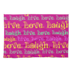 Live Laugh Love Encouraging Words Hot Pink Fuchsia Hand Towel