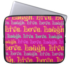 Live Laugh Love Encouraging Words Hot Pink Fuchsia Laptop Computer Sleeves