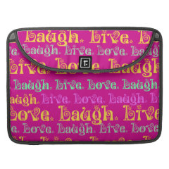 Live Laugh Love Encouraging Words Hot Pink Fuchsia MacBook Pro Sleeves