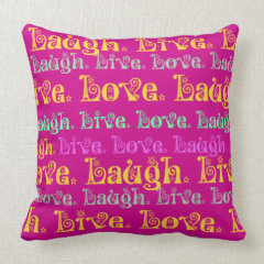 Live Laugh Love Encouraging Words Hot Pink Fuchsia Throw Pillows