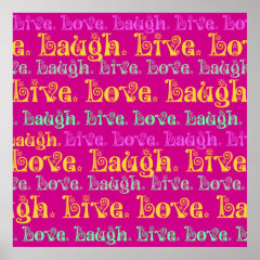 Live Laugh Love Encouraging Words Hot Pink Fuchsia Print