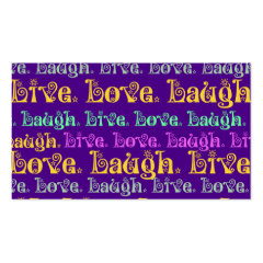 Live Laugh Love Encouraging Words Purple Girly Business Card Template